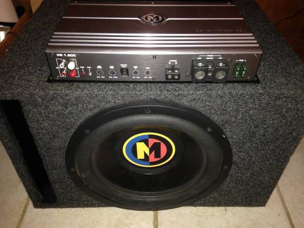 memphis 12 inch subwoofer with box and amp