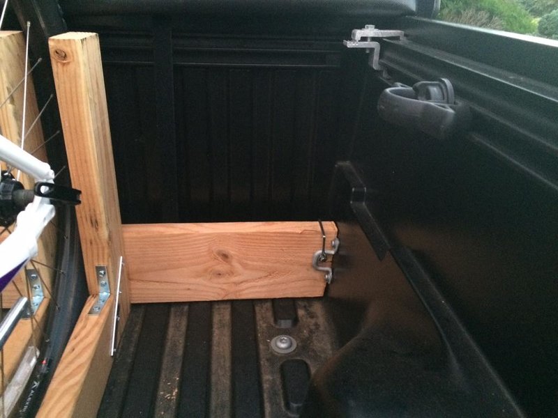 wooden truck bed bike rack