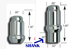 Extended thread outlet lug nuts
