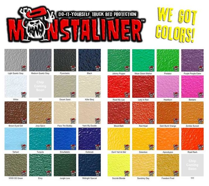 Custom Coat Bed Liner Color Chart