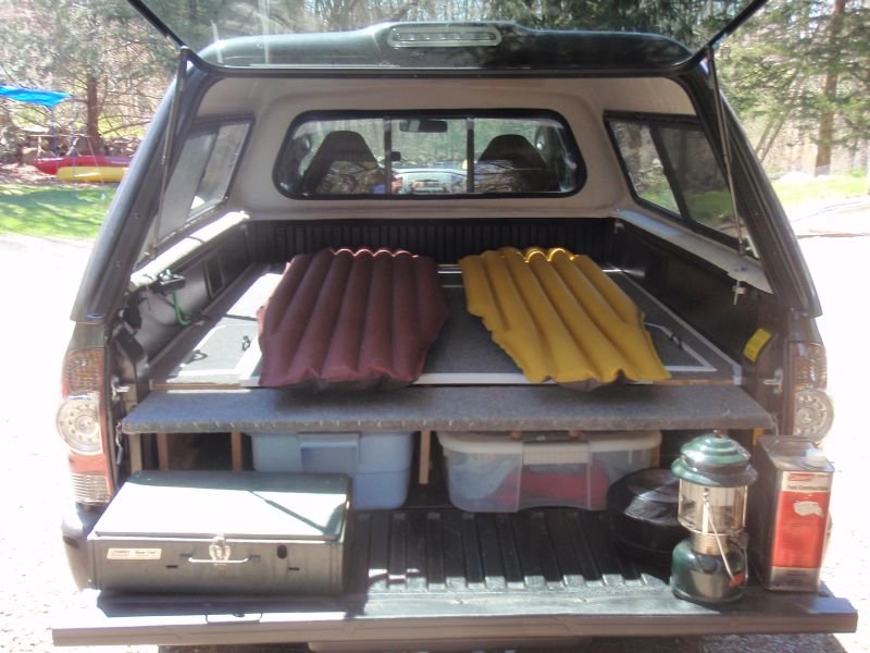 camping in back of toyota tacoma #1