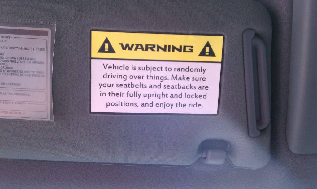 Sun Visor Warning Labels | Tacoma World